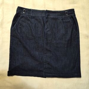 ROZ & ALI Dark Blue Denim Stretchy Mini Skirt Size 14